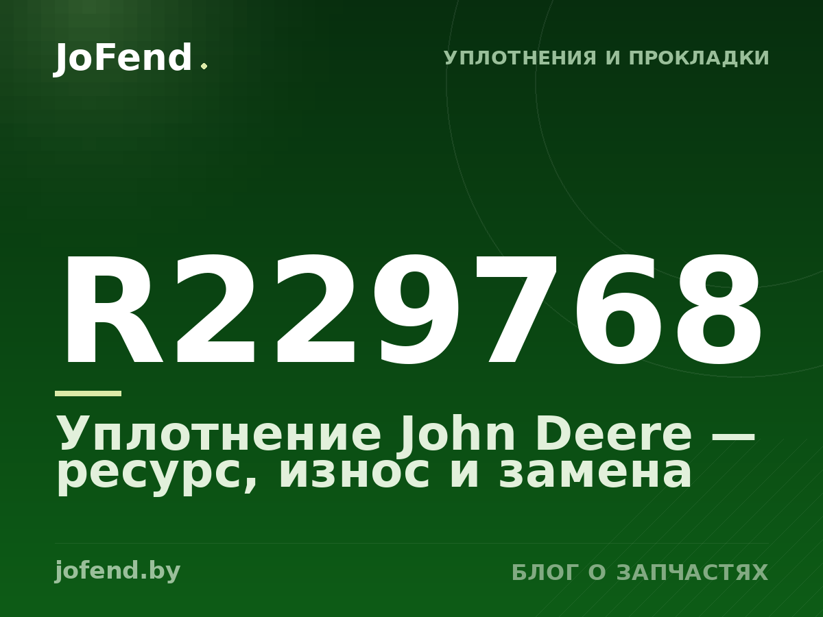 Уплотнение R229768 John Deere — ресурс, износ и замена