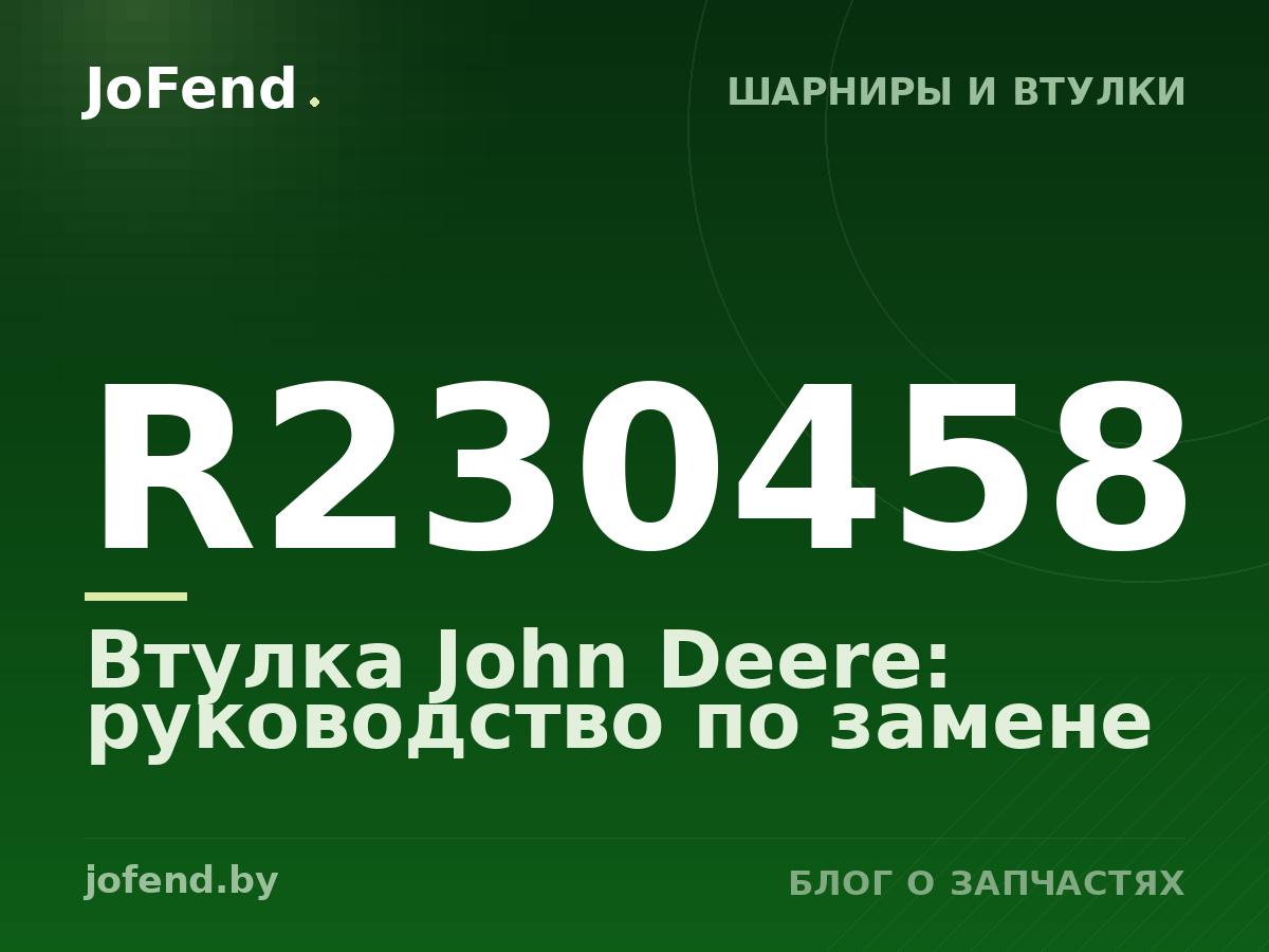 Втулка R230458 John Deere: руководство по замене
