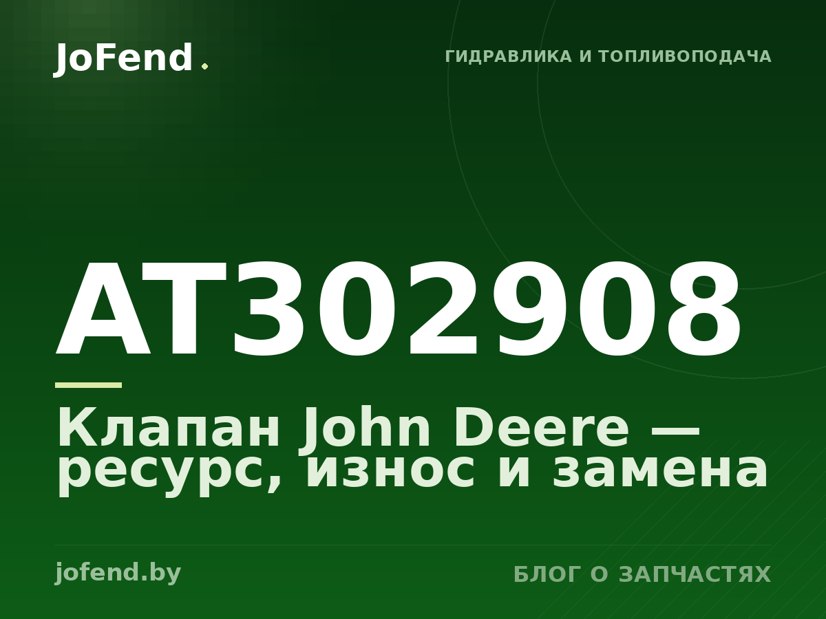 Клапан AT302908 John Deere — ресурс, износ и замена