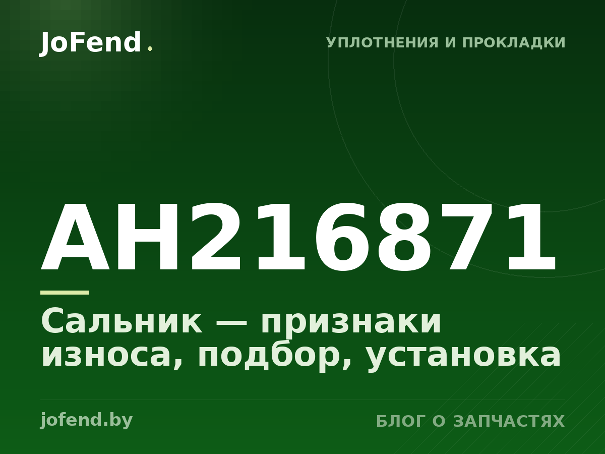Сальник AH216871 — признаки износа, подбор, установка