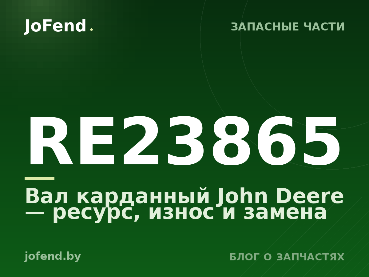 Вал карданный RE23865 John Deere — ресурс, износ и замена