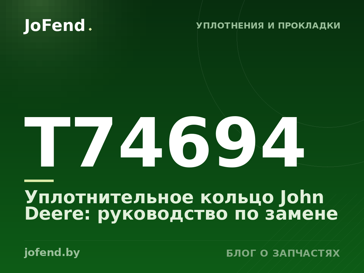 Уплотнительное кольцо T74694 John Deere: руководство по замене