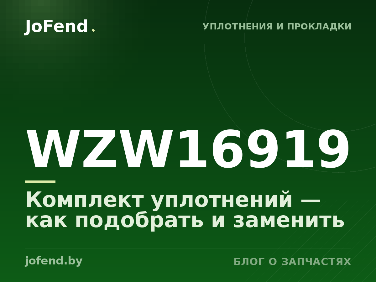Комплект уплотнений WZW16919 — как подобрать и заменить