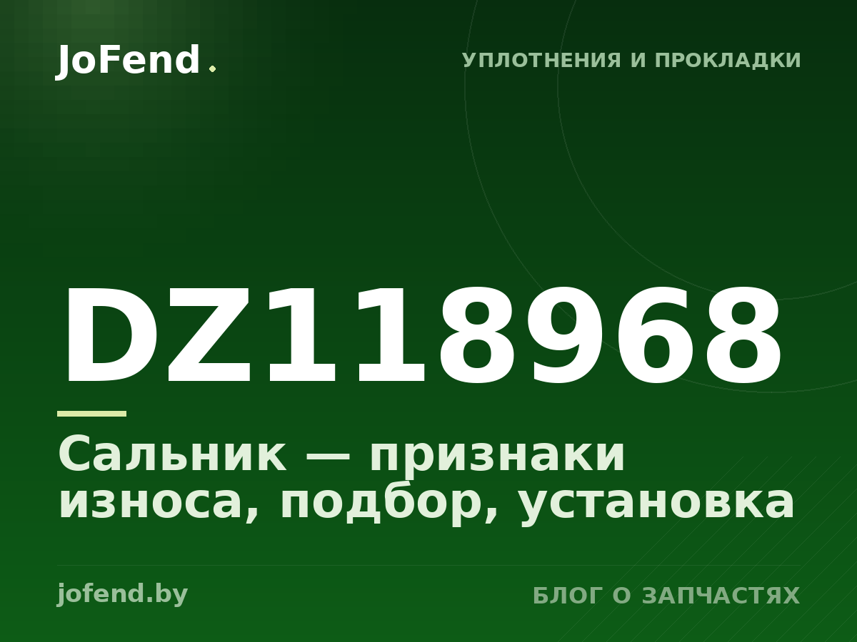 Сальник DZ118968 — признаки износа, подбор, установка