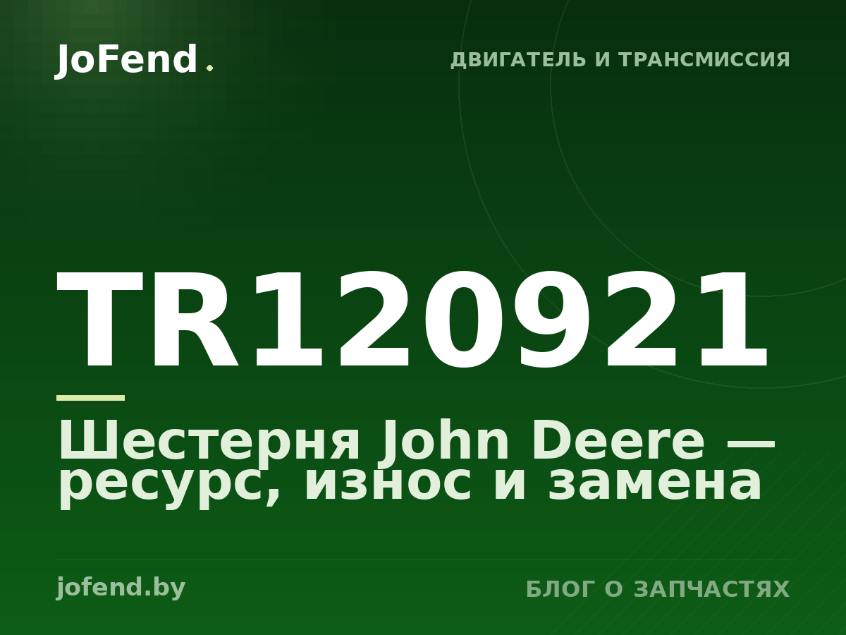 Шестерня TR120921 John Deere — ресурс, износ и замена