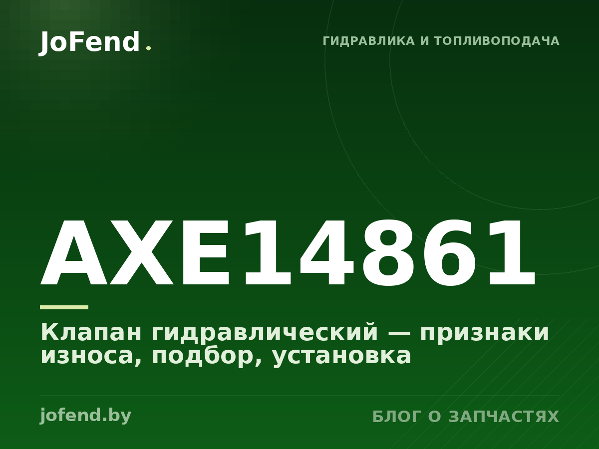 Клапан гидравлический AXE14861 — признаки износа, подбор, установка