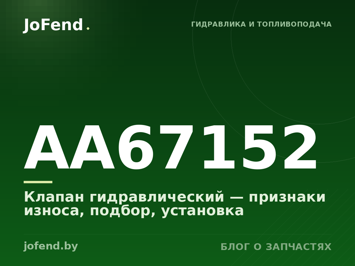 Клапан гидравлический AA67152 — признаки износа, подбор, установка