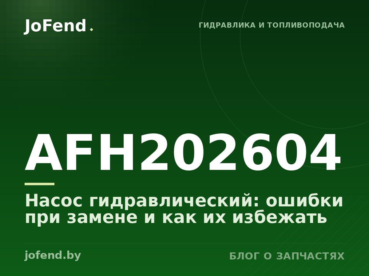 Насос гидравлический AFH202604: ошибки при замене и как их избежать