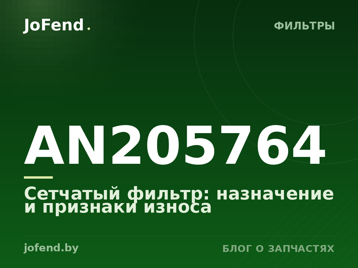 Сетчатый фильтр AN205764: назначение и признаки износа